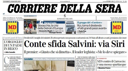 Le prime pagine dei giornali venerdì 3 maggio 2019