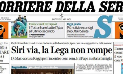 Le prime pagine dei giornali giovedì 9 maggio 2019