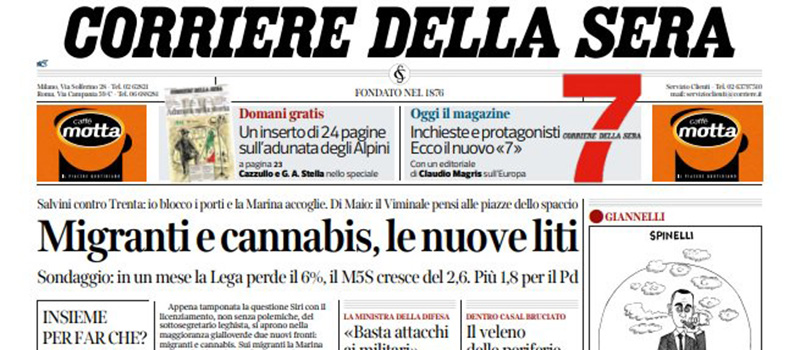 Le prime pagine dei giornali venerdì 10 maggio 2019