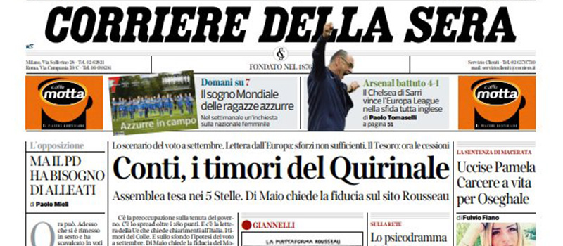 Le prime pagine dei giornali giovedì 30 maggio 2019