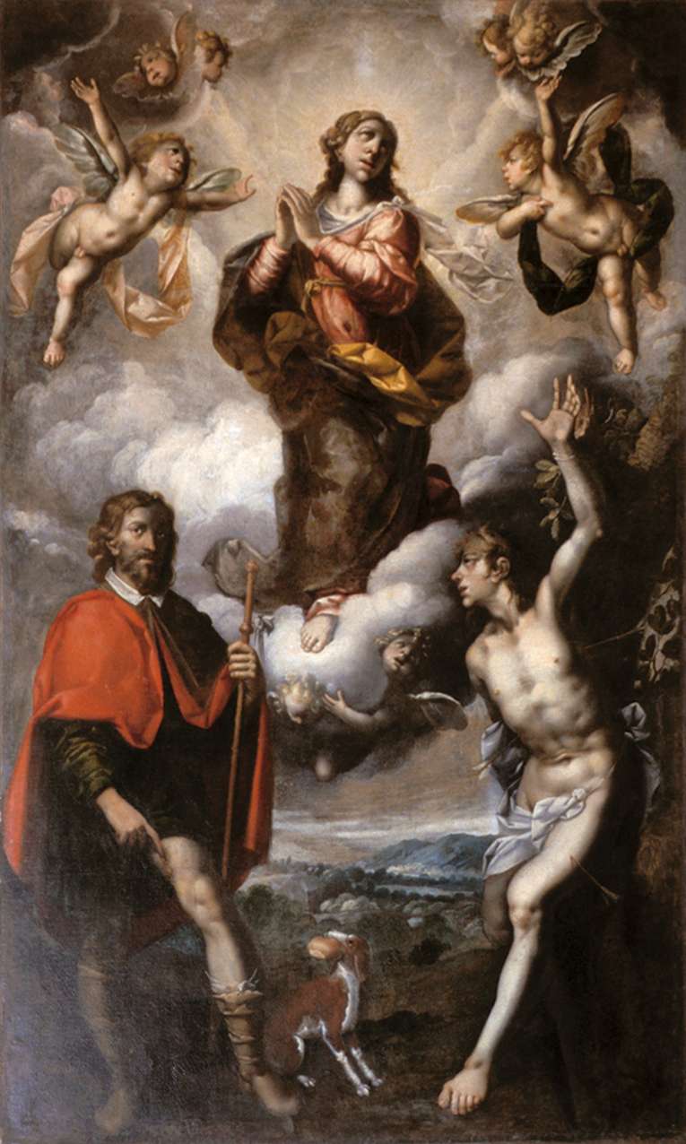 Barbello G. G. sec. XVII, Madonna in gloria tra due santi - Chiesa di San Rocco Capriate San Gervasio