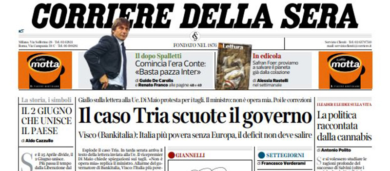 Le prime pagine dei giornali sabato 1 giugno 2019