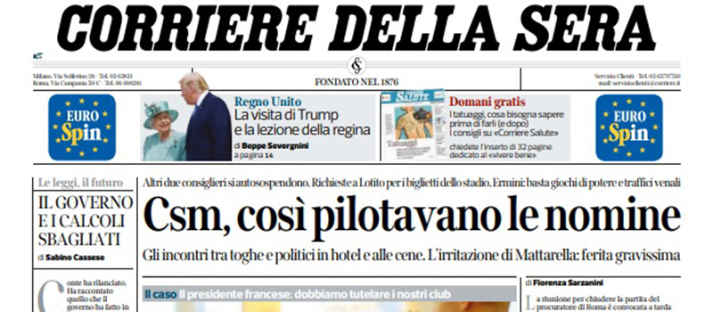 Le prime pagine dei giornali mercoledì 5 giugno 2019