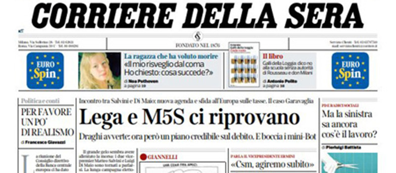 Le prime pagine dei giornali venerdì 7 giugno 2019