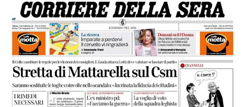 Le prime pagine dei giornali venerdì 14 giugno 2019
