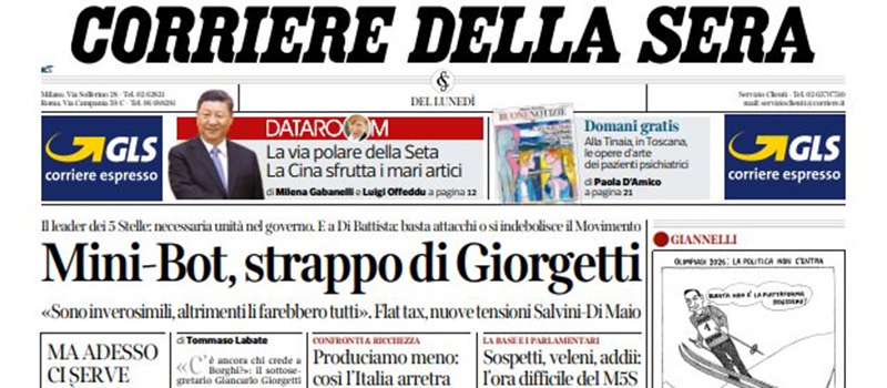 Le prime pagine dei giornali lunedì 24 giugno 2019