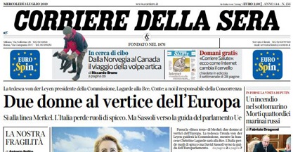 Le prime pagine dei giornali mercoledì 3 luglio 2019