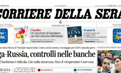 Le prime pagine dei giornali sabato 13 luglio 2019