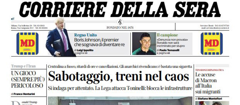 Le prime pagine dei giornali martedì 23 luglio 2019