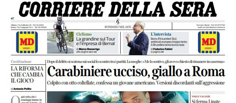 Le prime pagine dei giornali sabato 27 luglio 2019