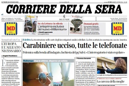 Le prime pagine dei giornali lunedì 29 luglio 2019