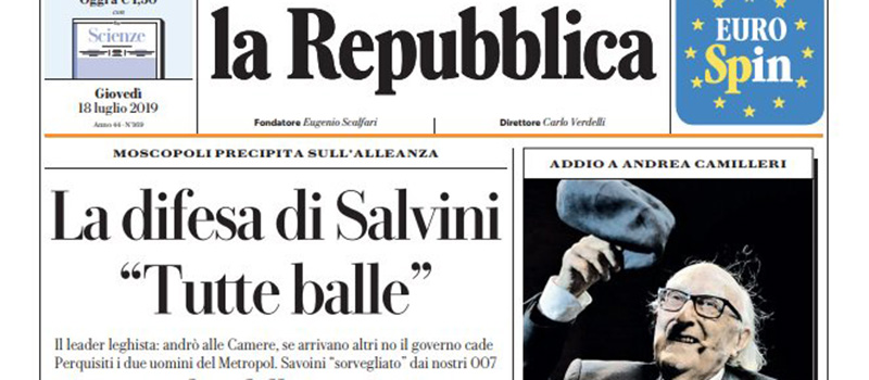 Le prime pagine dei giornali giovedì 18 luglio 2019