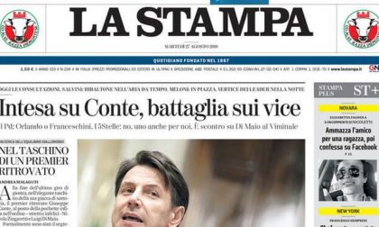 Le prime pagine dei giornali martedì 27 agosto 2019