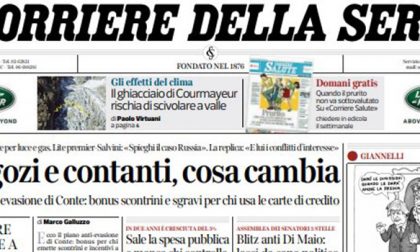 Le prime pagine dei giornali mercoledì 25 settembre 2019