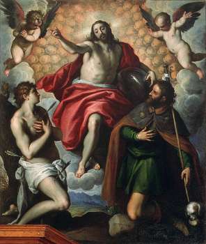 Gesù Cristo risorto e due santi Sant'Alessandro della Croce