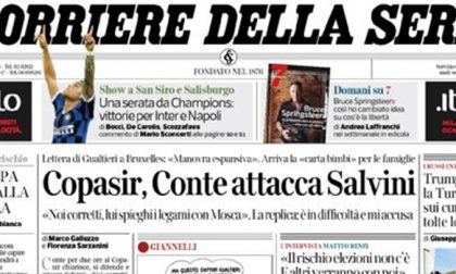 Le prime pagine dei giornali giovedì 24 ottobre 2019