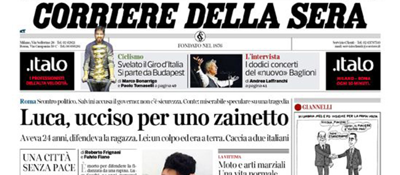 Le prime pagine dei giornali giovedì 25 ottobre 2019