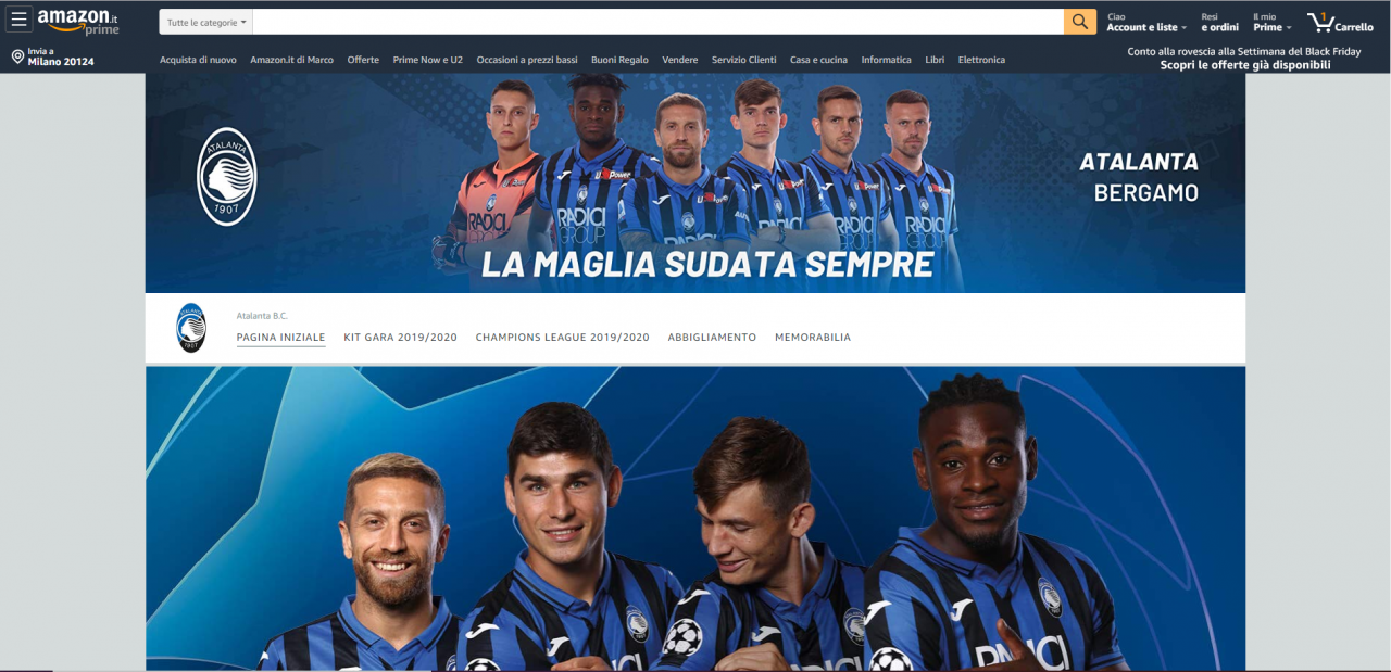 L’Atalanta è sempre più… europea Apre il suo Fan Shop su Amazon
