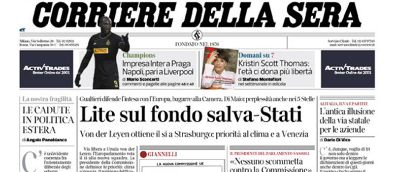 Le prime pagine dei giornali giovedì 28 novembre 2019
