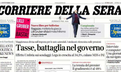 Le prime pagine dei giornali venerdì 1 novembre 2019