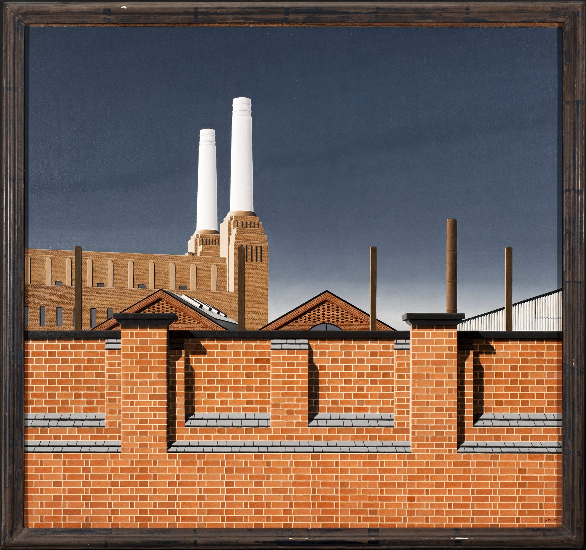 Giorgio Tonelli - 1983,Battersea station,1983,olio su tavola,cm54,5x50,8_1