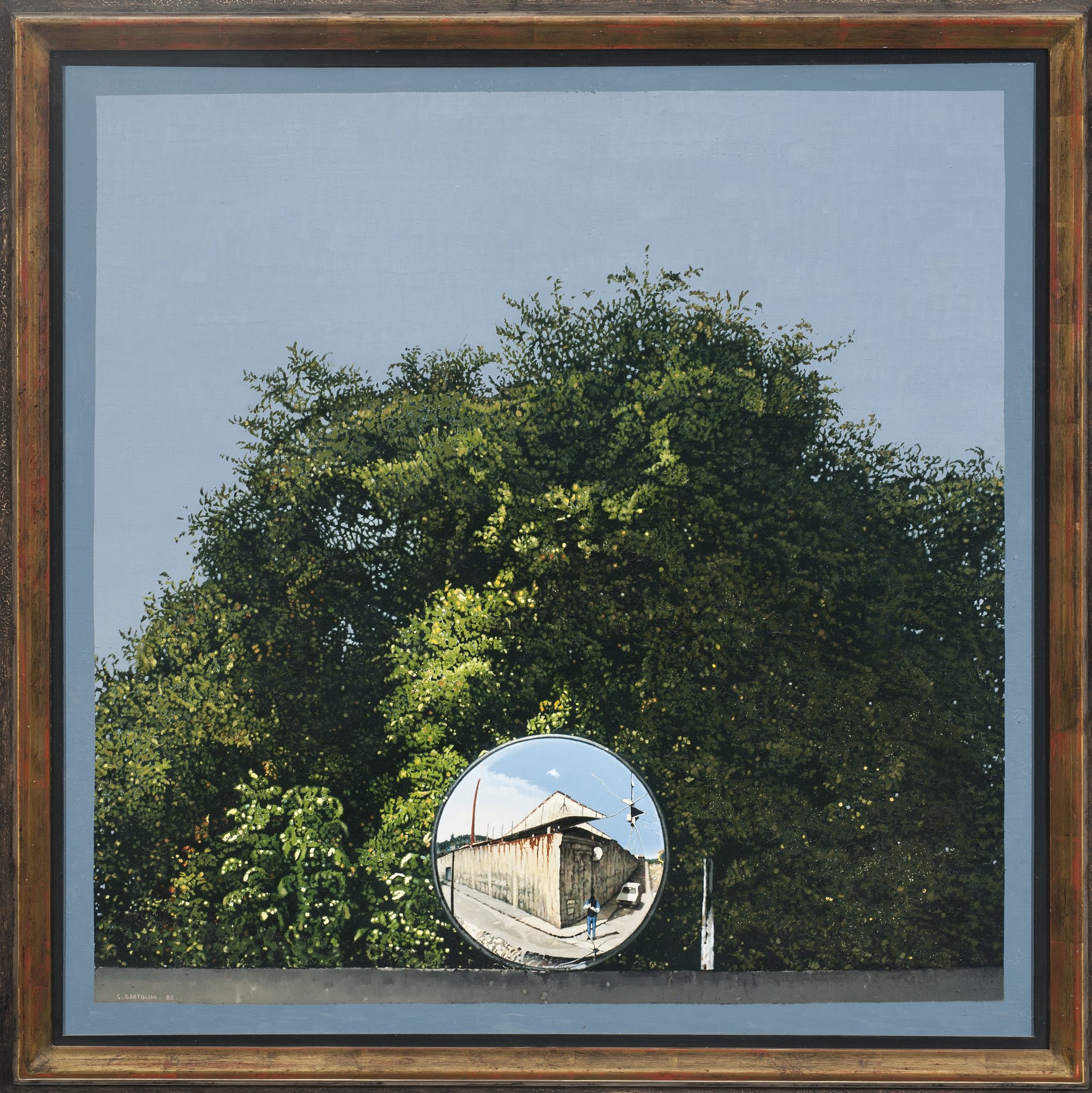 Giuseppe Bartolini,Albero e specchio stradale,1982,olio su tela,cm80x80_1