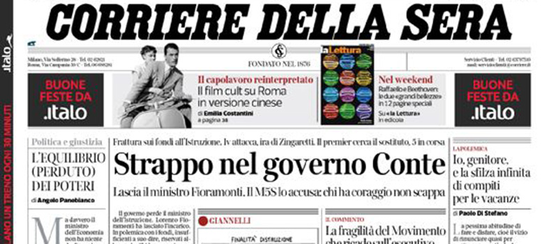 Le prime pagine dei giornali