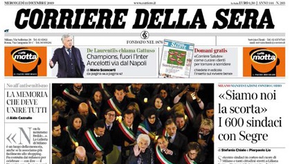 Le prime pagine dei giornali mercoledì 11 dicembre 2019