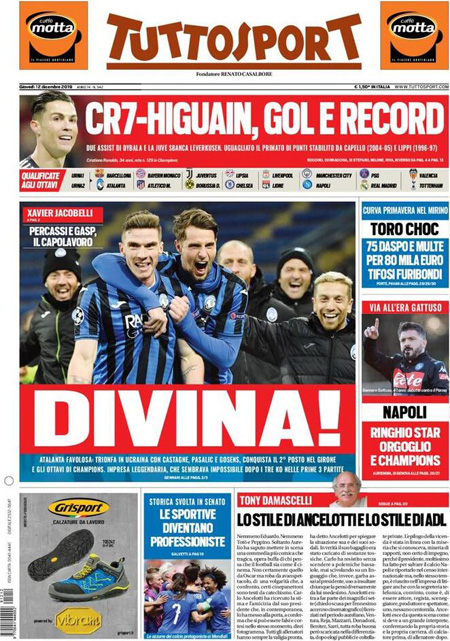 Le prime pagine dei giornali giovedì 12 dicembre 2019