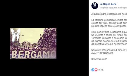 Un abbraccio da Napoli a Bergamo: «Oltre ogni rivalità, solidarietà al popolo orobico»