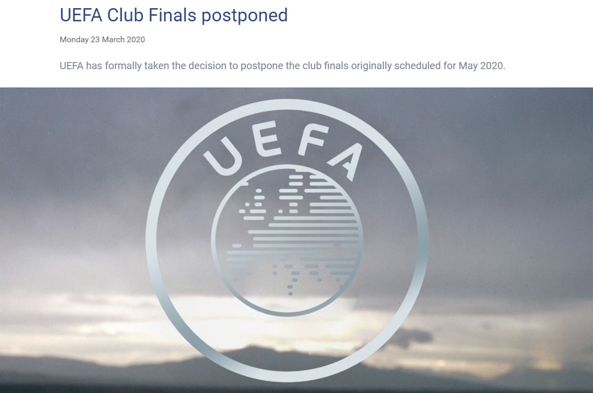 Adesso è ufficiale: la Uefa rinvia le finali di Europa League e Champions a data da destinarsi