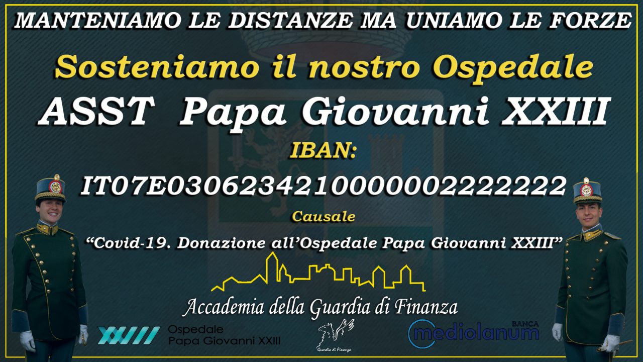 L’Accademia della Guardia di Finanza promuove una raccolta fondi per il Papa Giovanni