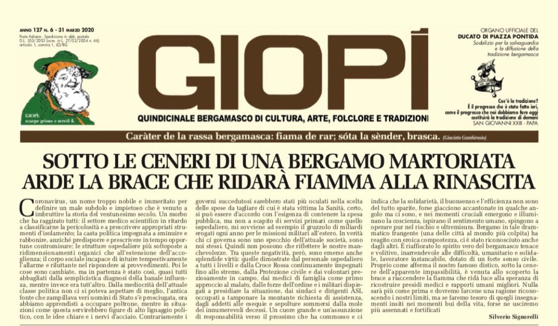 Il Coronavirus non ferma (del tutto) il Giopì. Online la prima pagina del nuovo numero