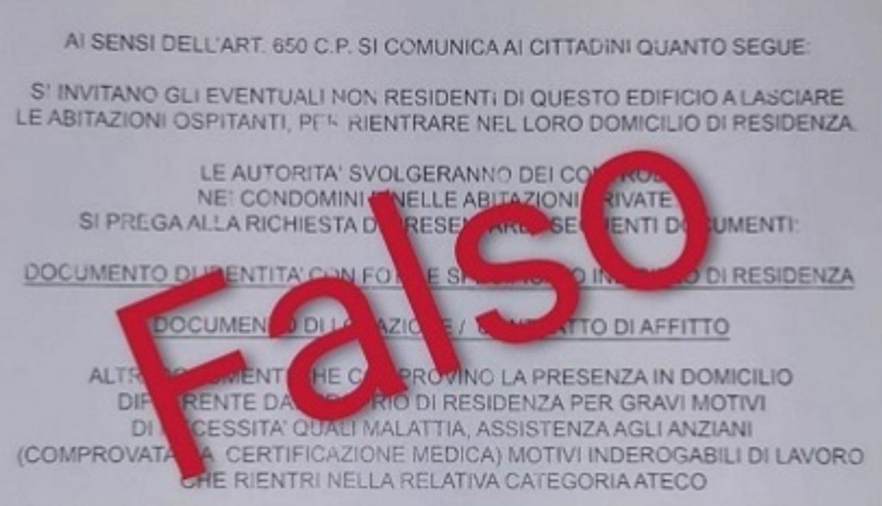 Attenzione alle truffe, volantino falso invita i non residenti a lasciare la casa in cui sono