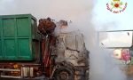 Paura a Treviolo: un camion ha preso fuoco lungo la Villa d’Almè-Dalmine