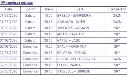 Ufficiale: Atalanta-Inter, ultima di campionato, si gioca sabato 1 agosto alle 20.45