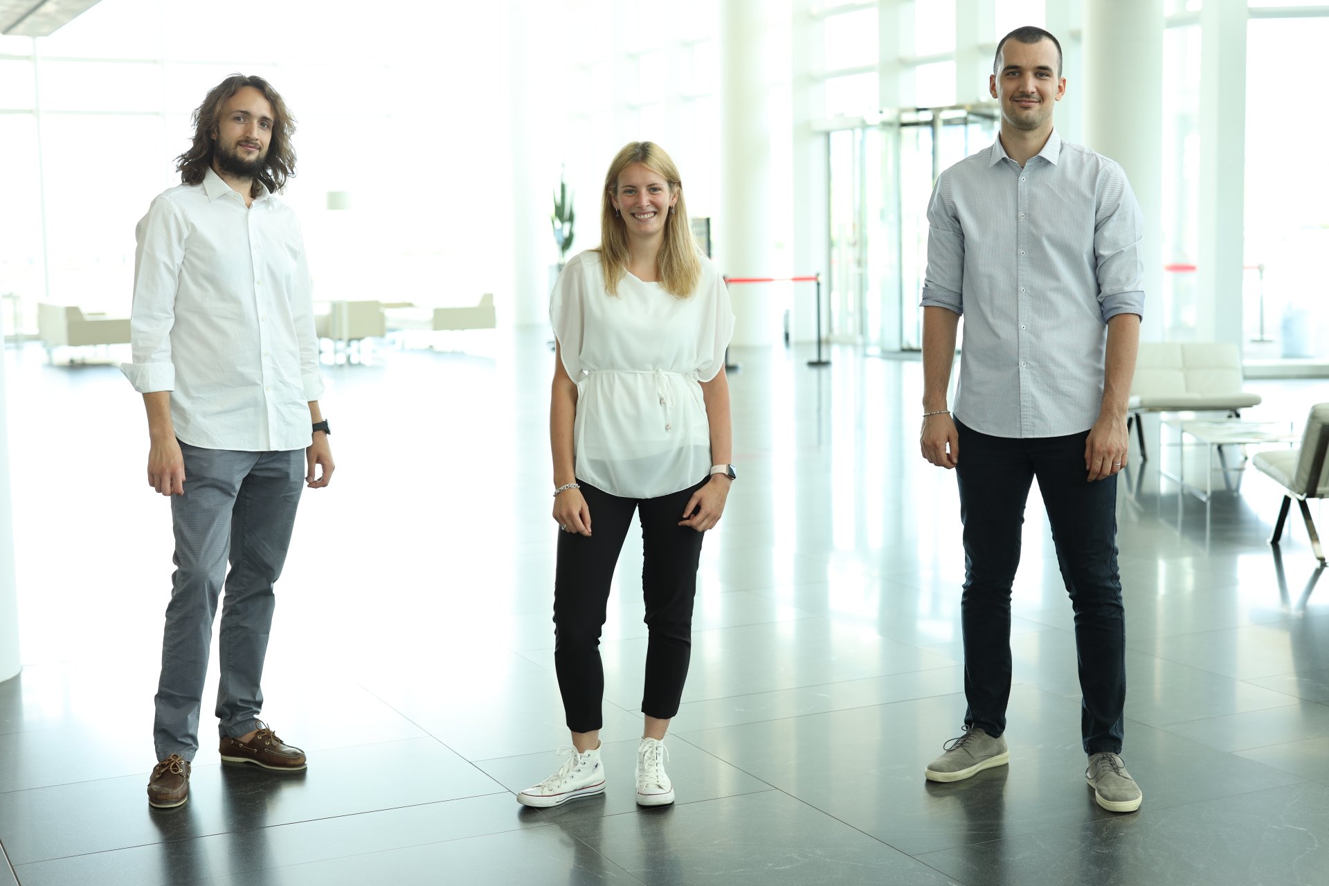 Il team di ricercatori UniBg_da sx Gabriele Gazzaniga, Elena Crotti e Denny Coffetti