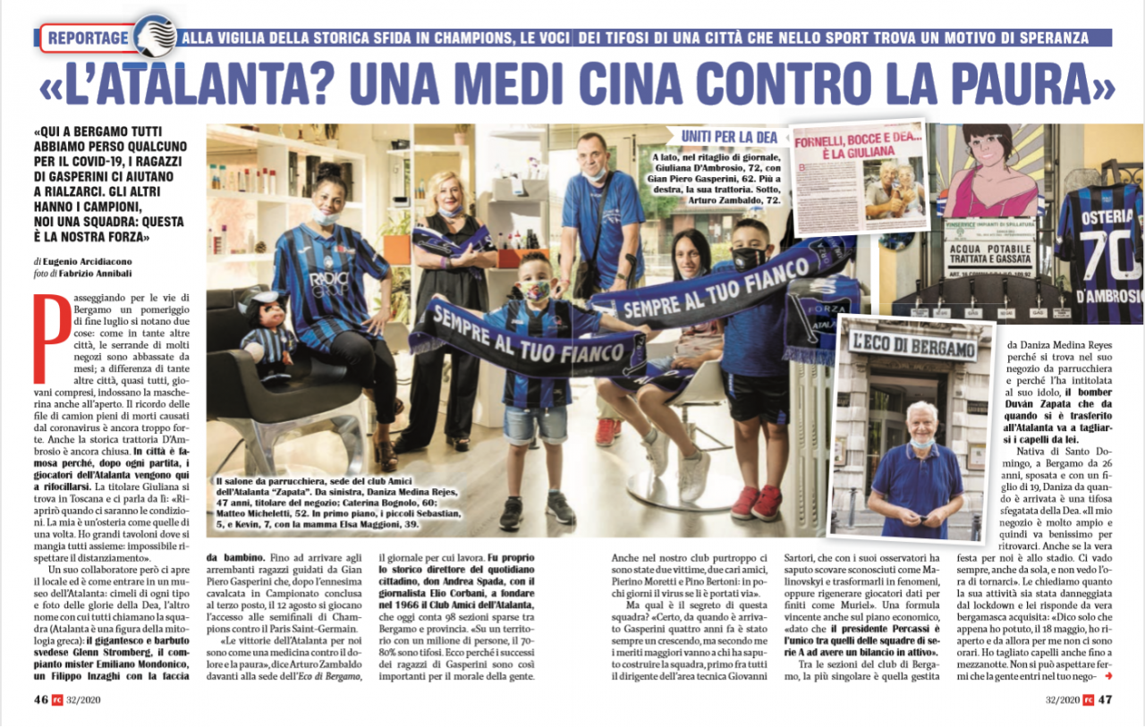 Anche “Famiglia Cristiana” dedica pagine all’Atalanta: «Medicina contro la paura»