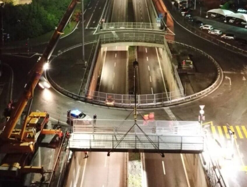 Posata a Colognola la nuova passerella ciclopedonale per attraversare la circonvallazione