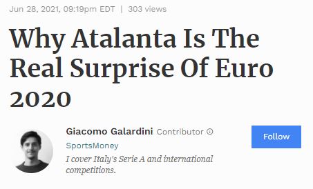 Delle gesta nerazzurre agli Europei ne parla anche l’importante rivista economica Forbes