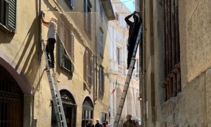 Lungo la Corsarola un tappeto sospeso di fiori, da piazza Mascheroni fino a Mercato delle scarpe