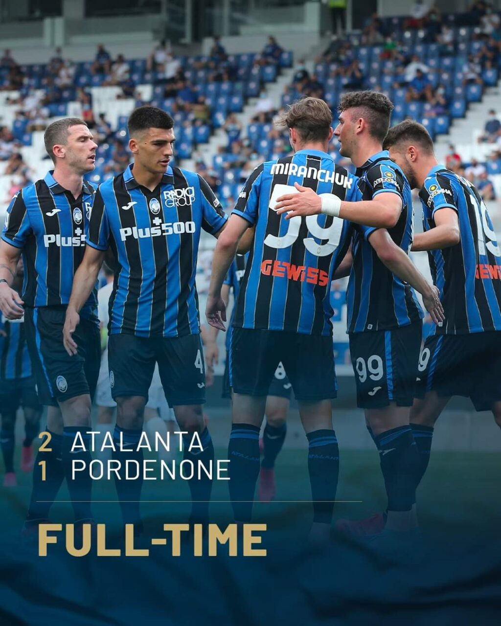 Piccoli e Kovalenko, la Dea vince coi gol dei partenti: col Pordenone finisce 2-1