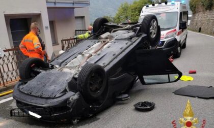 Un'auto si ribalta a Ranzanico. Ferita ma non in modo grave la 38enne alla guida