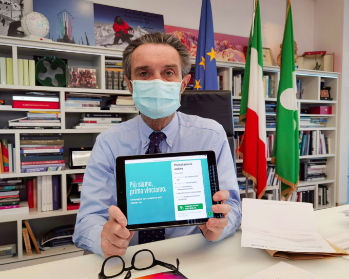 Fontana: «Siamo al 91 per cento sulle seconde dosi, andiamo avanti così»