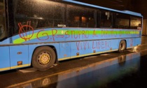 Ancora vandalismo no-vax ad Albino: imbrattati nella notte dodici autobus di linea