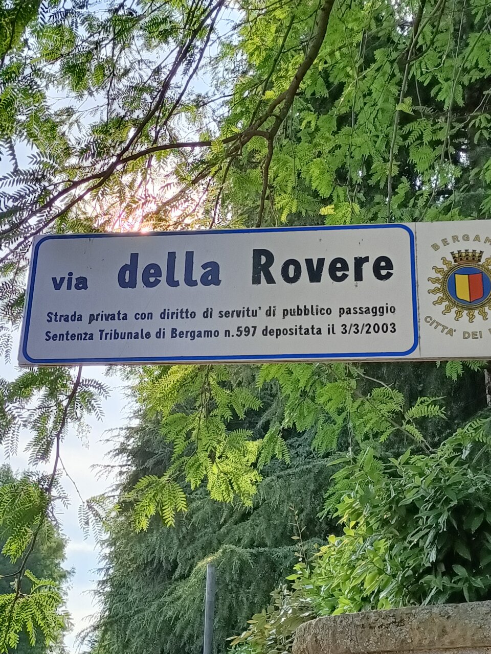 cartello via della Rovere