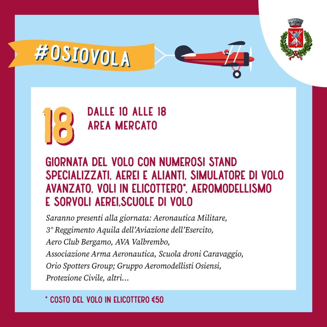 A Osio Sotto arriva la giornata del volo domenica 18 settembre