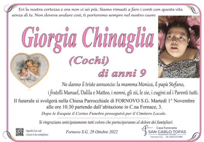 Fornovo, l’ultimo saluto a Giorgia. Nove anni difficili, ma anche di risate