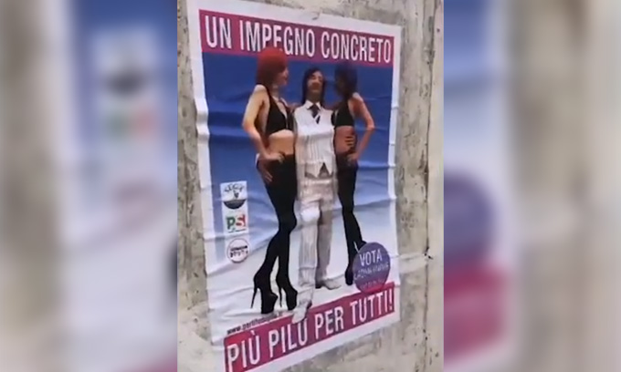 «Più pilu per tutti»: manifesti elettorali abusivi da “Qualunquemente” a San Pellegrino