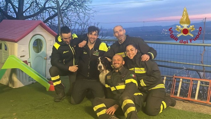 Predore, cane cade in un dirupo di 80 metri: salvato dai Vigili del Fuoco con l’elicottero